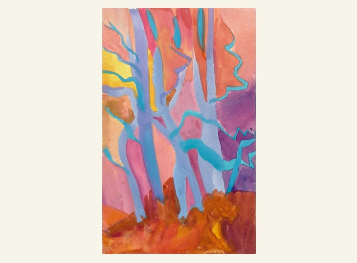 Ung bøgeskov, tempera